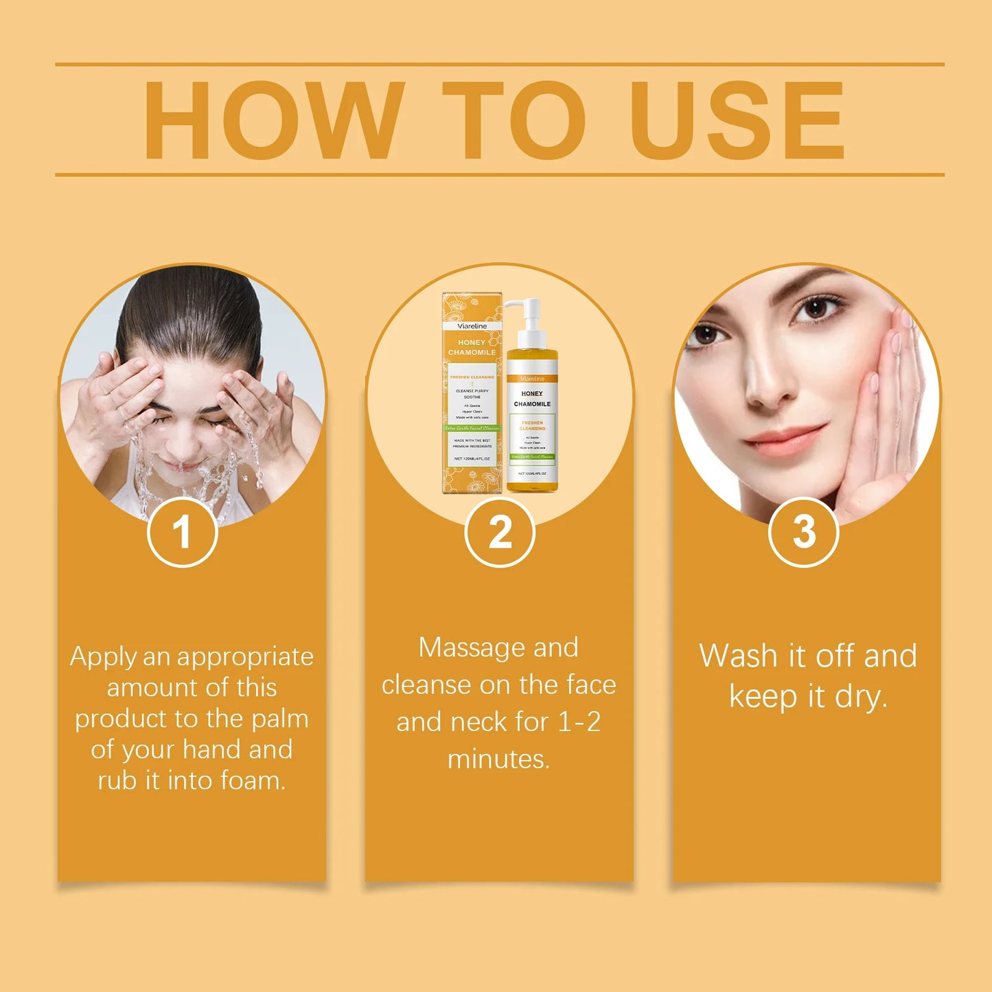 Honey Chamomile Face Cleaner Gentle Cleaning Pore Deep Moisturizing Refreshing Prevent Aging  Soothing Face Cleaner