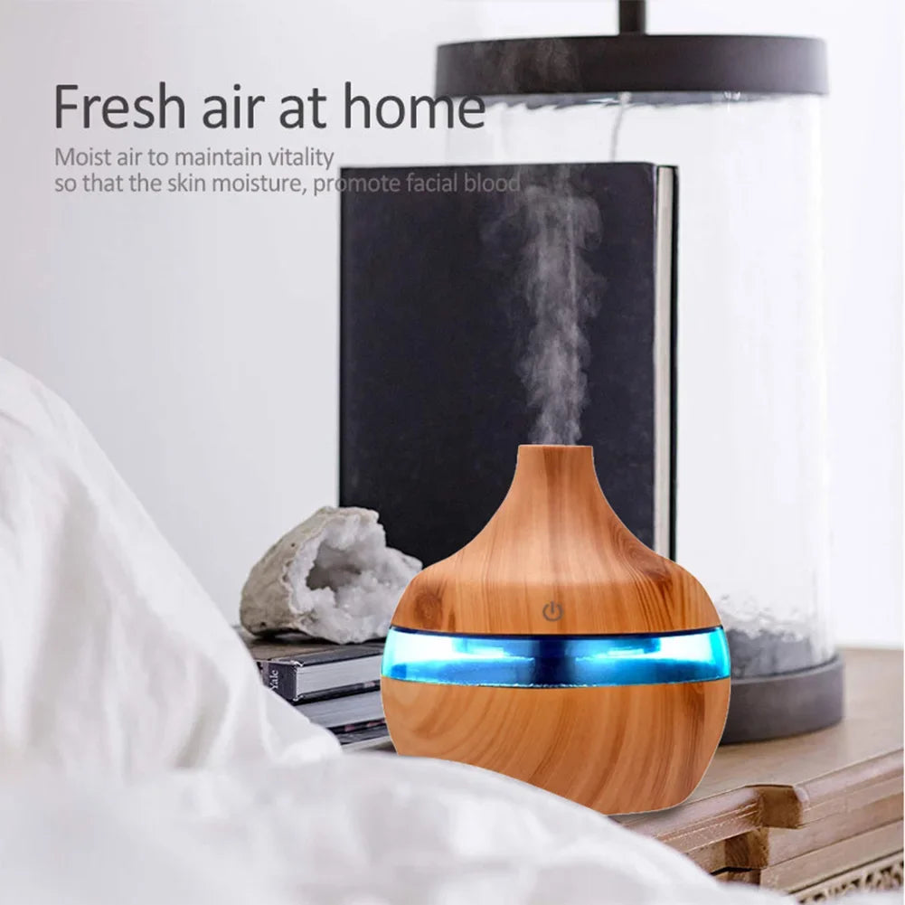 Wood Grain Humidifier 7 Colors Aroma Diffuser Atomizer USB Household Humidifier Hydrating Instrument Desktop Humidifier