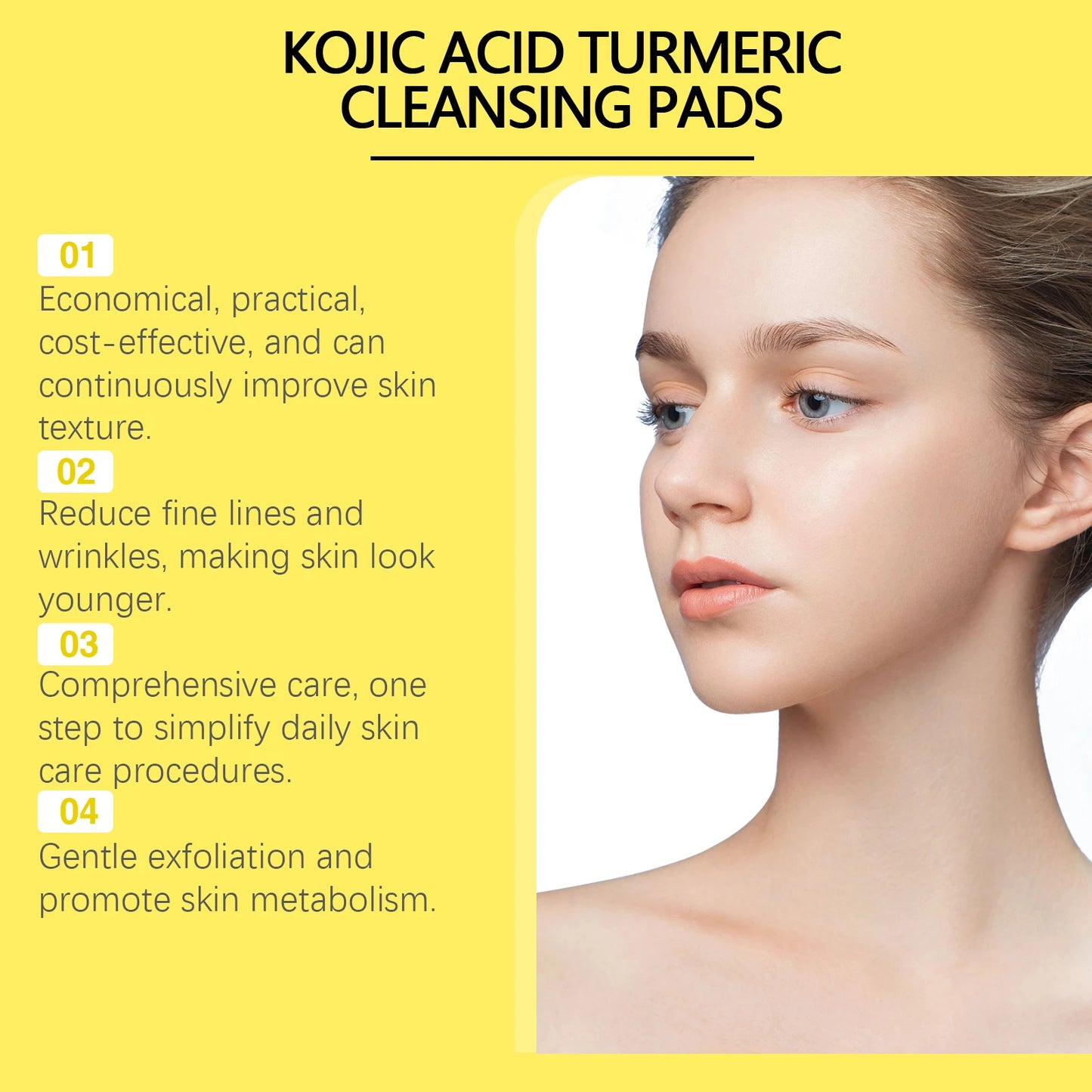 Turmeric Cleansing Skincare Exfoliating Pads, Gentle Formula, Suitable for All Skin Types