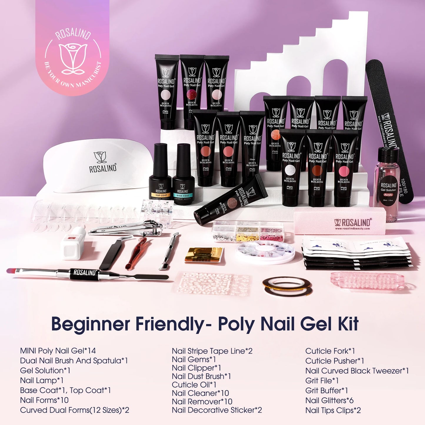 Poly Nail Gel Kit with Mini UV Nail Lamp Crystal Gel for Nail Strengthener Design