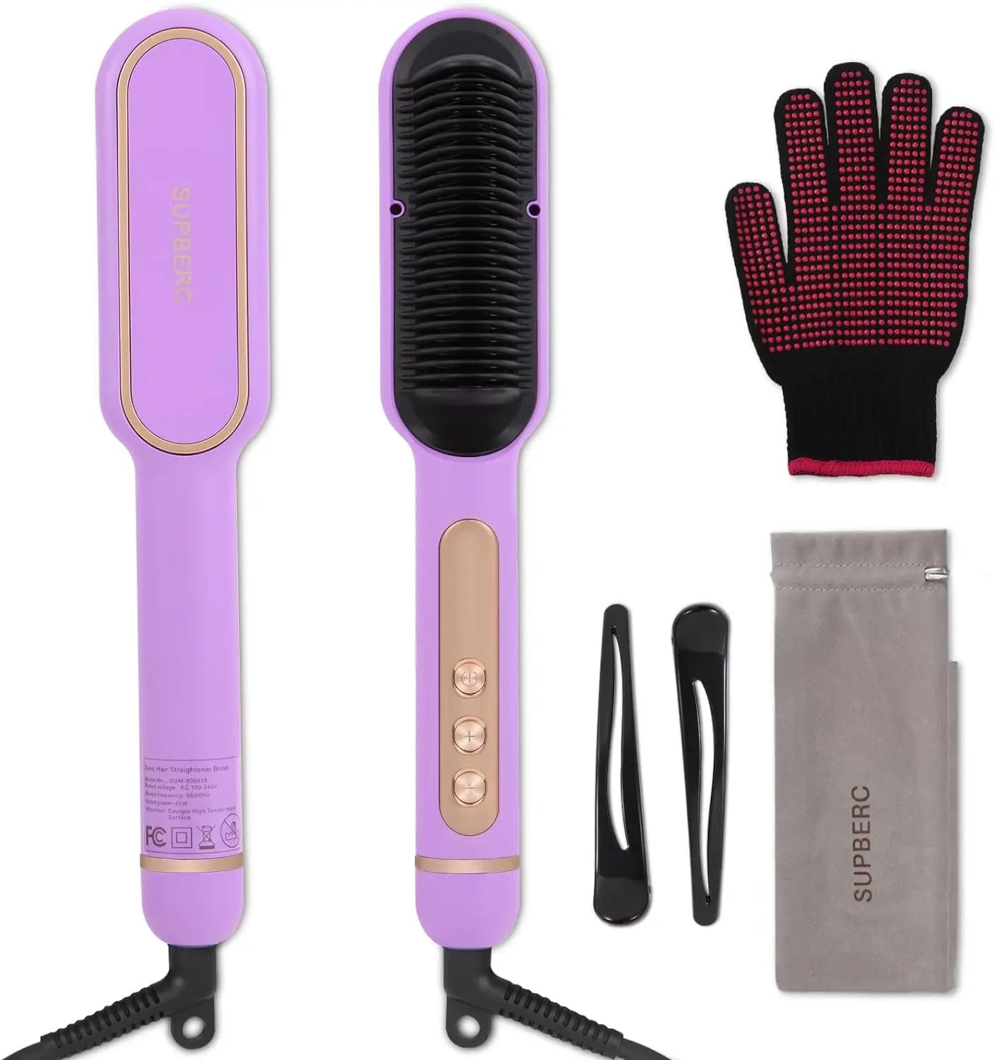 Negative Ionic Hair Straightener Brush, Fast Heating, Anti-Scald & Auto-Shut Off Hair Brush Straightener for Women