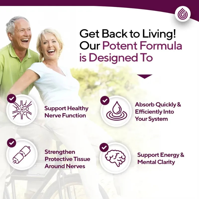 Vitamin D, Vitamin B Complex, Advanced Nerve Support - 300 mg Stabilized R-Lipoic Acid, Benfotiamine, 60 Capsules