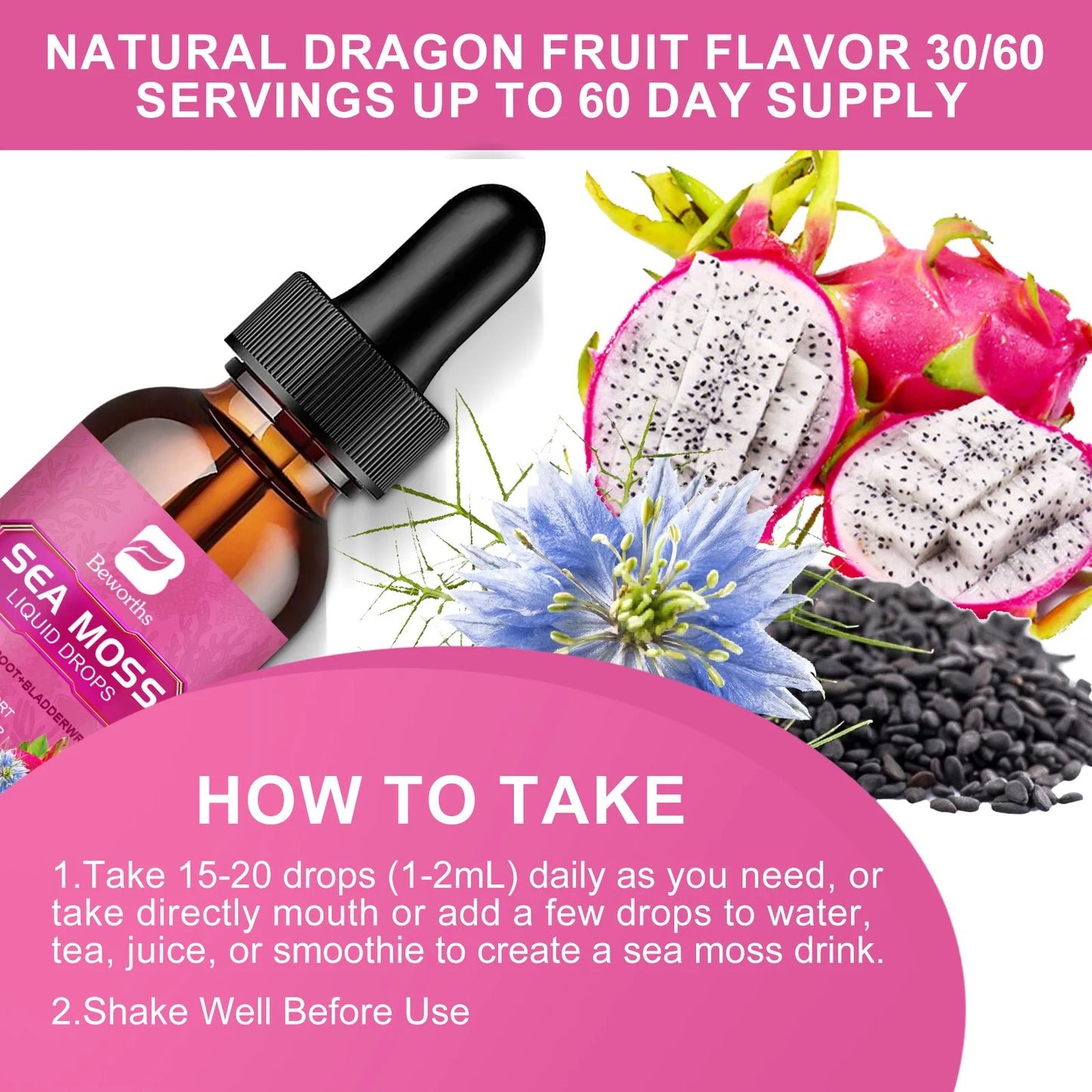 Sea moss Liquid Drop Organic Black Seed Oil & Burdock Root Bladder Enhance Immunity, Hair, Skin & Digestion Health