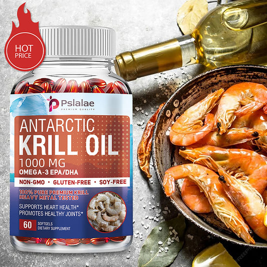Antarctic Krill Oil 1000mg - Contains OMEGA-3 EPA/DHA for Brain, Joint and Skin Health - 60 Capsules