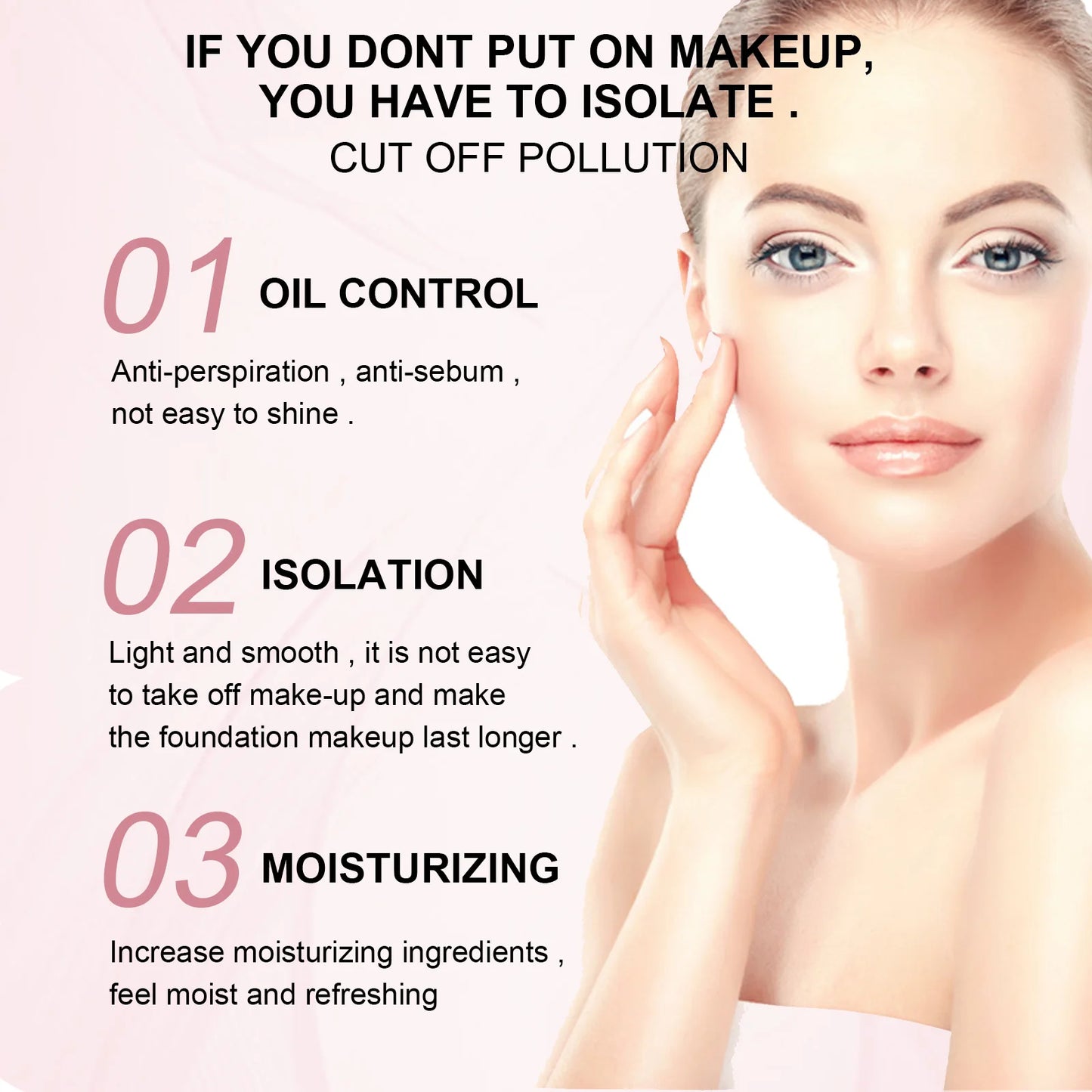 Facial Makeup Gel Primer Cream Hyaluronic Acid Moisturizing Long-lasting Wear Face Brighten  Liquid Foundation