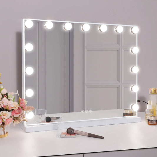 Vanity Mirror with Lights Hollywood Lighted Makeup Mirror with 15 Dimmable LED Bulbs for Dressing Room Tabletop