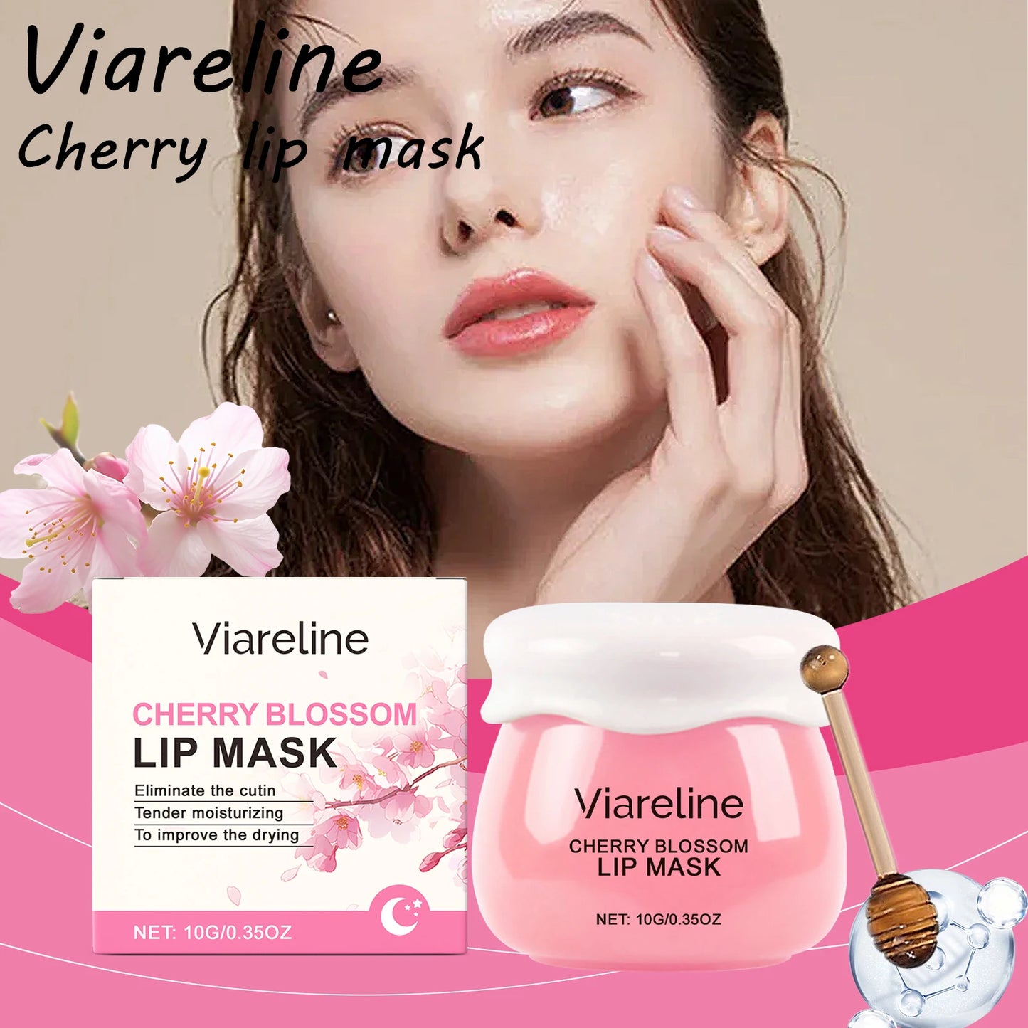 Cherry Blossom Lip Mask Improve Lip Gloss Moisturizing Reduce Lip Lines Smoothing Repair Crack Mild Lip Care Mask