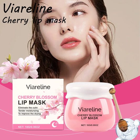 Cherry Blossom Lip Mask Improve Lip Gloss Moisturizing Reduce Lip Lines Smoothing Repair Crack Mild Lip Care Mask