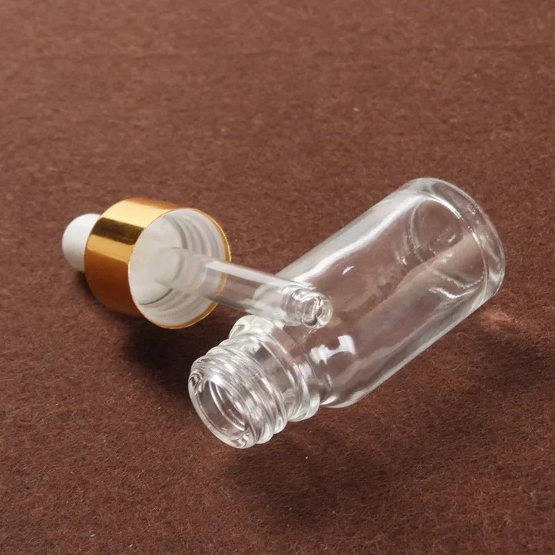 28pcs Golden Empty Dropper Bottle Essential Oil Glass Bottle Refillable Aromatherapy with Funnel Glass Eye Dropper