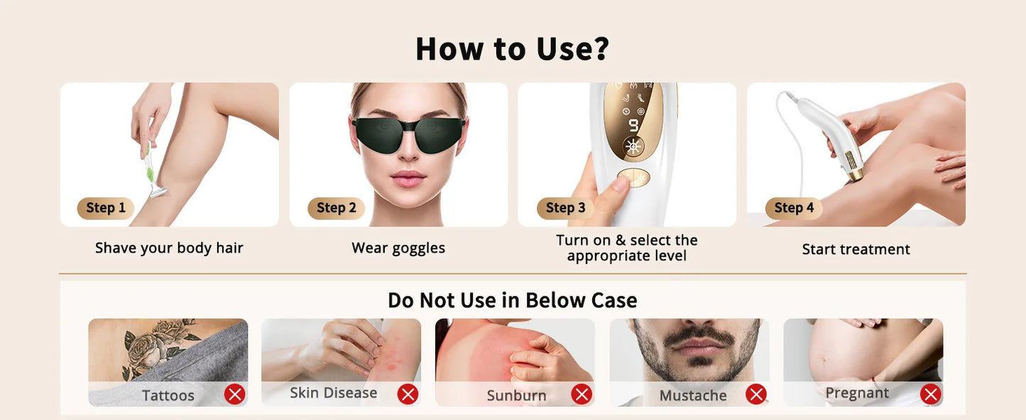 Hair Removal Unlimited Flashes 9 Gears Laser Ice-Cooling Painless Electric Depilator For Men Women Body Bikinis intimate