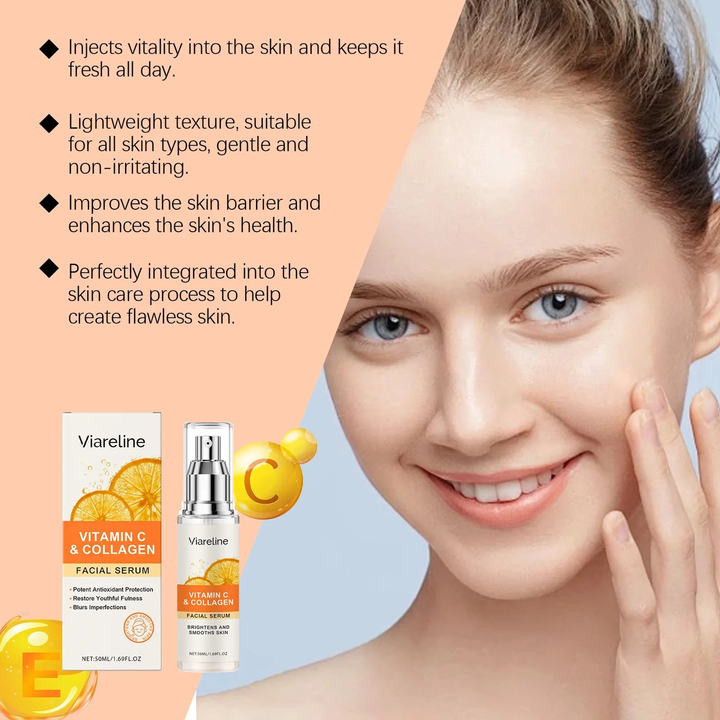 Vitamin C Face Serum Relief Fatigue Smoothing Brightening Skin Tone Moisturizing Improve Dullness Face Skin Serum