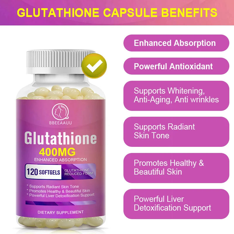 Glutathione Capsules Support Skin Whitening Improve Dullness Anti-wrinkle and Anti-aging Detox Liver Health