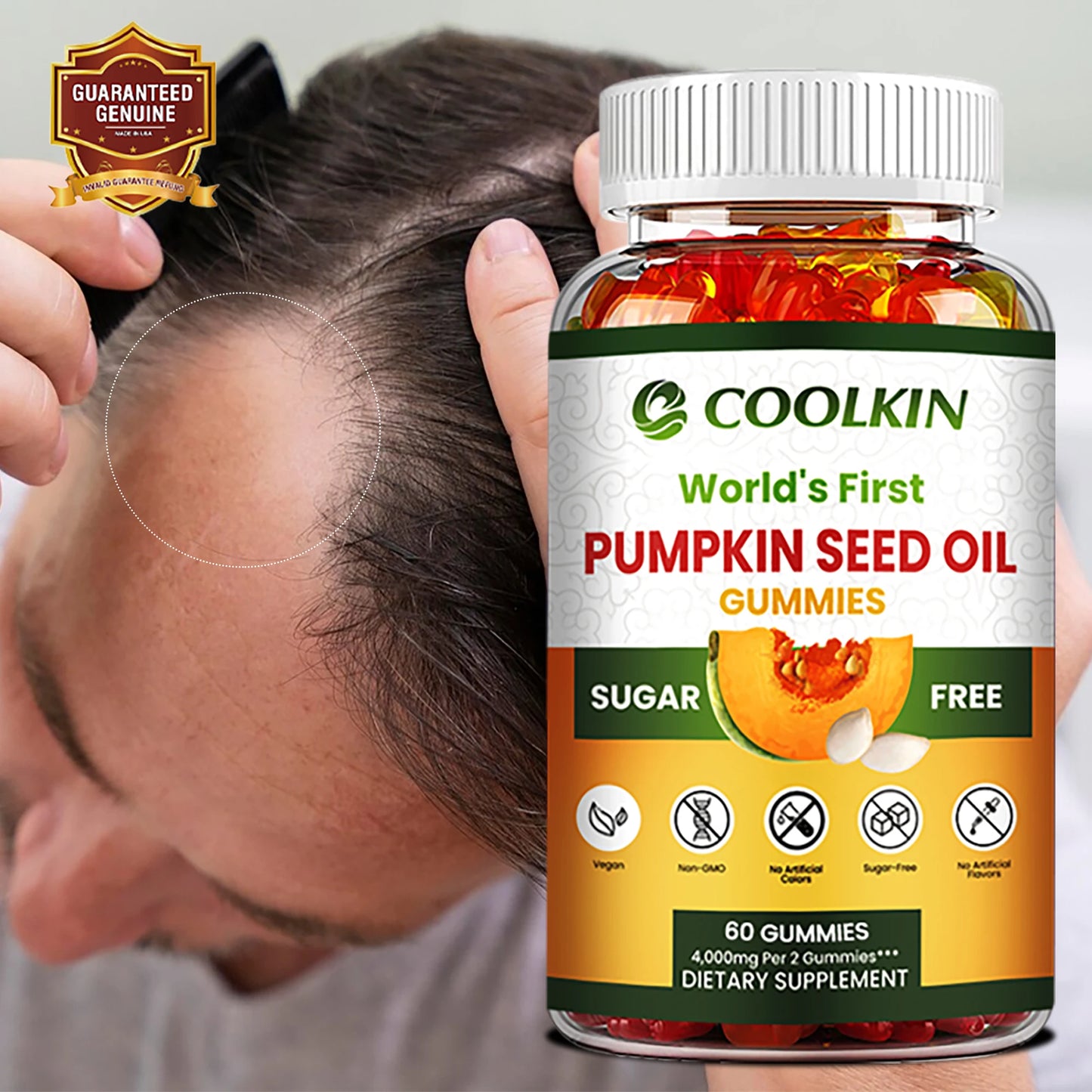 Pumpkin Seed Oil Gummies - Promotes Hair Growth,Supports Prostate Health,  Bladder and Urinary Tract Health - 60 Gummies