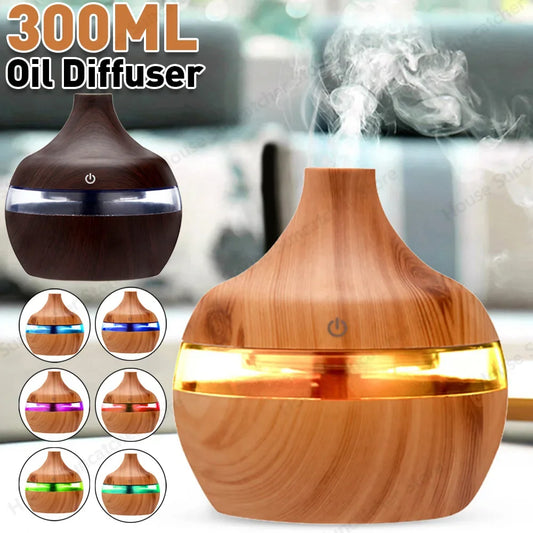 Wood Grain Humidifier 7 Colors Aroma Diffuser Atomizer USB Household Humidifier Hydrating Instrument Desktop Humidifier