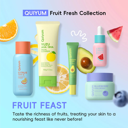 Fruit Fresh Collection 5-Piece Skincare Set Brightening Hydrating Anti-Age Facial Care for Dry Dull Skin