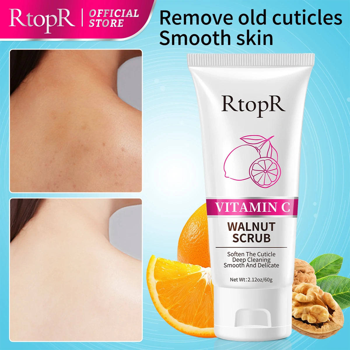 Vitamin C Walnut Scrub Deep Cleansing Soft Cuticle Body Bath Scrub Nicotinamide Brightening and Whitening Bath Products