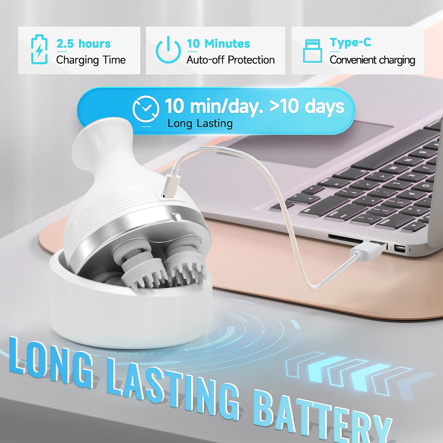 Electric Hair Scalp Massager with Kneading 84 Massage Node, Handheld Scratcher Massager for Hair Growth, Deep Clean,Stress Relax