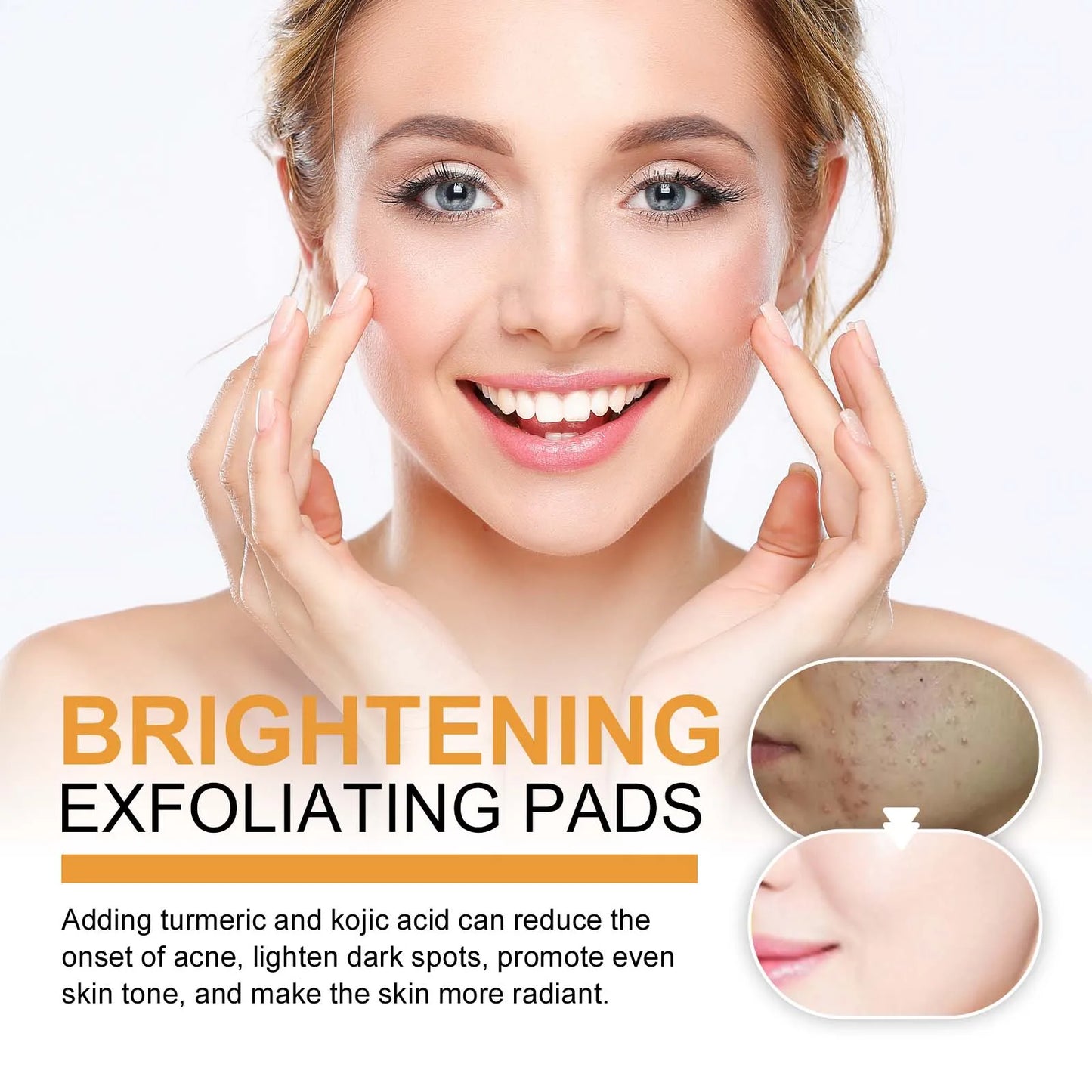 Bottled Turmeric Cleansing Pads Exfoliating Kojic Acid Pad Anti-acne Dark Spot Removal Water Oil Balance Smoother Skin