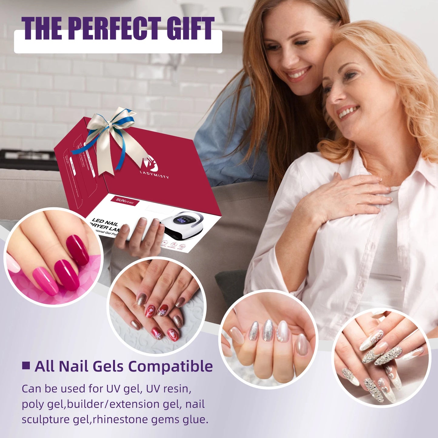 220W LED UV Light Dryer for Nails Gel Polish with 57 Lamp Beads 4 Timer Setting & LCD Touch Display Screen