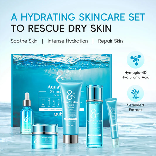 H₂O Aqua Vitalize Skincare Set 5PCS Deep Hydration Kit Wrinkle Smoothing Tightening Treatment Gift Set