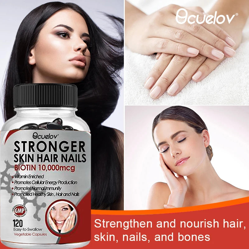 Biotin 10,000 mcg, Supports Healthy Skin/Hair/Nails, Normal Immunity, Cellular Energy Production, 120 Capsules