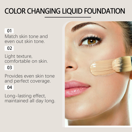 Color Changing Liquid Foundation Moisturizing Long Lasting No Creasing Waterproof Brightening Concealer Female Makeup Product