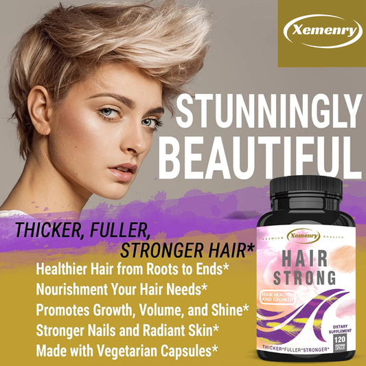 Hair Strong - for Stronger, Thicker, Fuller, Healthier Hair, Skin & Nails - with Biotin, Keratin and Collagen - 120 Capsules