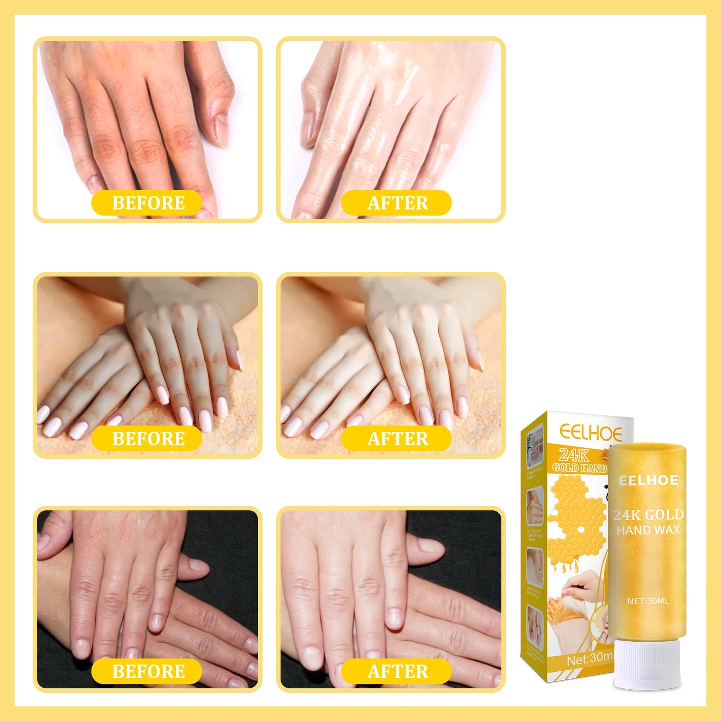Nourishing Honey Hand Wax Mask 24k Gold Moisturizing Exfoliating Care Whitening Firming Smooth Hands Cream Hydrating Hand Cream