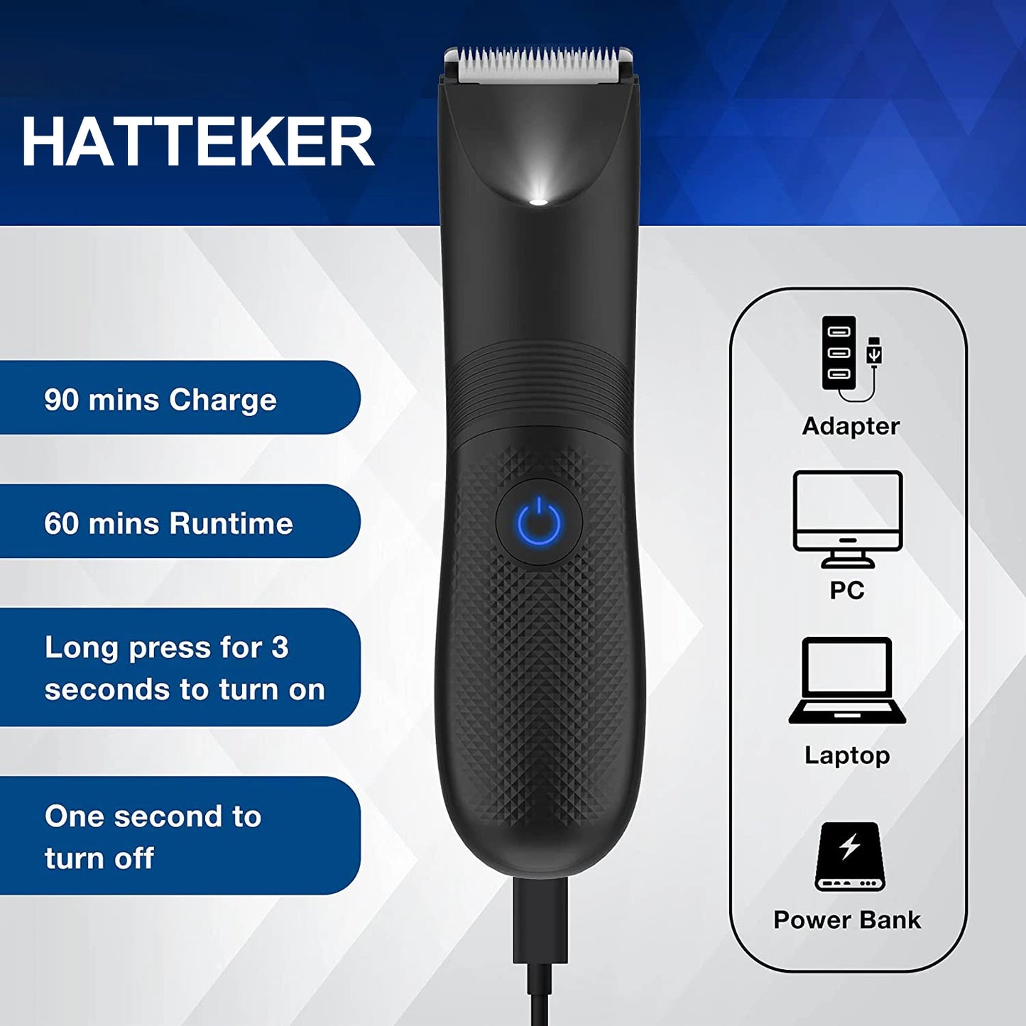 Hair Trimmer Lawn Mower Ceramic Blade Waterproof Body Hair Ultimate Hygiene Razor for Man Cordless Clipper