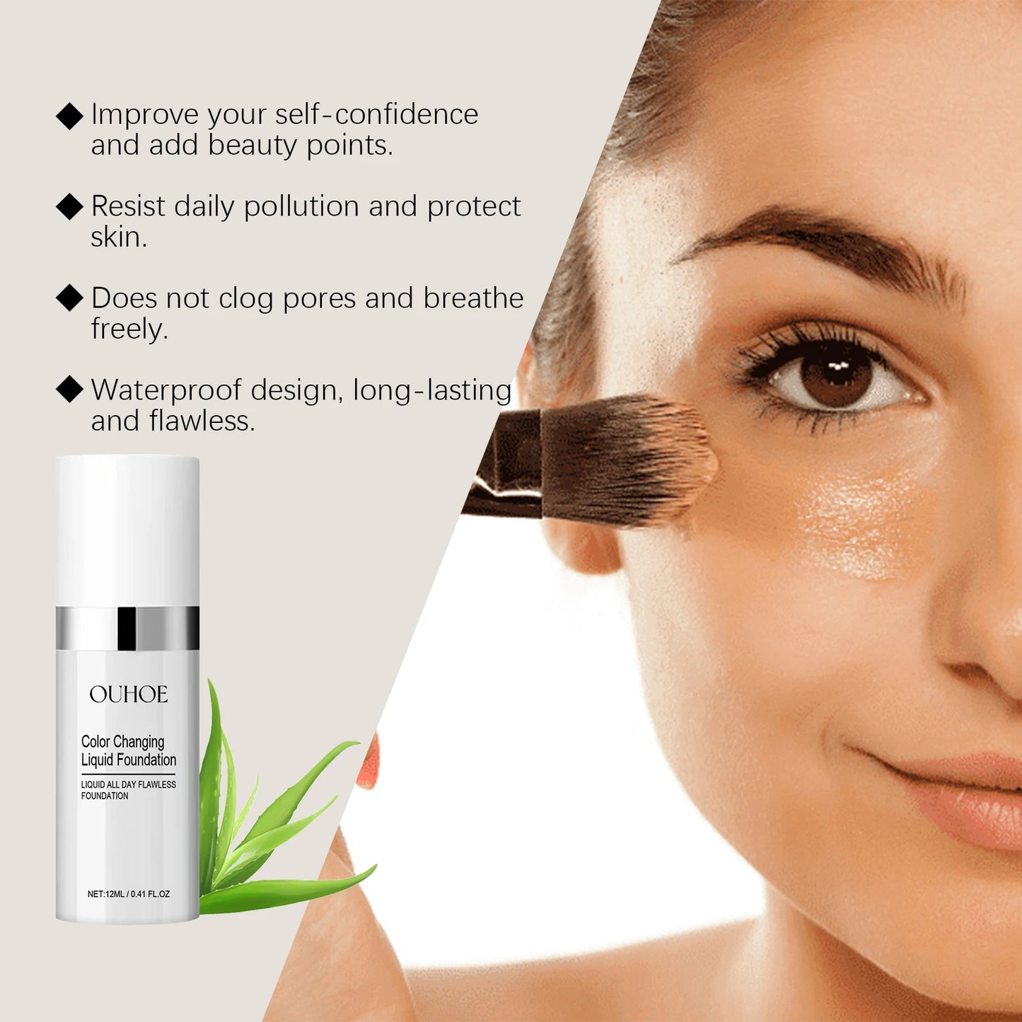 Color Changing Liquid Foundation Moisturizing Long Lasting No Creasing Waterproof Brightening Concealer Female Makeup Product