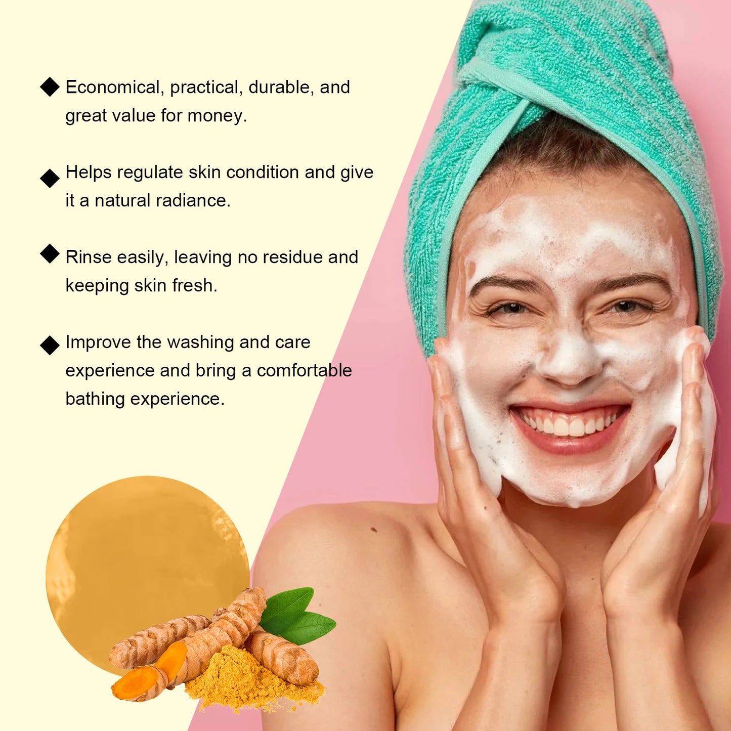 Facial Cleansing Honey Turmeric Soap for Acne Prone Skin Deep Cleansing Pores Brightening Glow Gentle Daily Cleanser Skincare