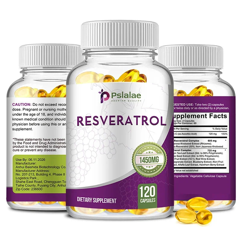 Trans Resveratrol - With Vitamin C, Green Tea, Grape Seeds - Anti-Aging, Antioxidants, Promote Skin Smoothness - 120 Capsules