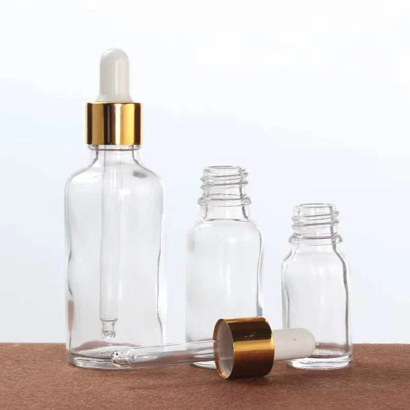 28pcs Golden Empty Dropper Bottle Essential Oil Glass Bottle Refillable Aromatherapy with Funnel Glass Eye Dropper