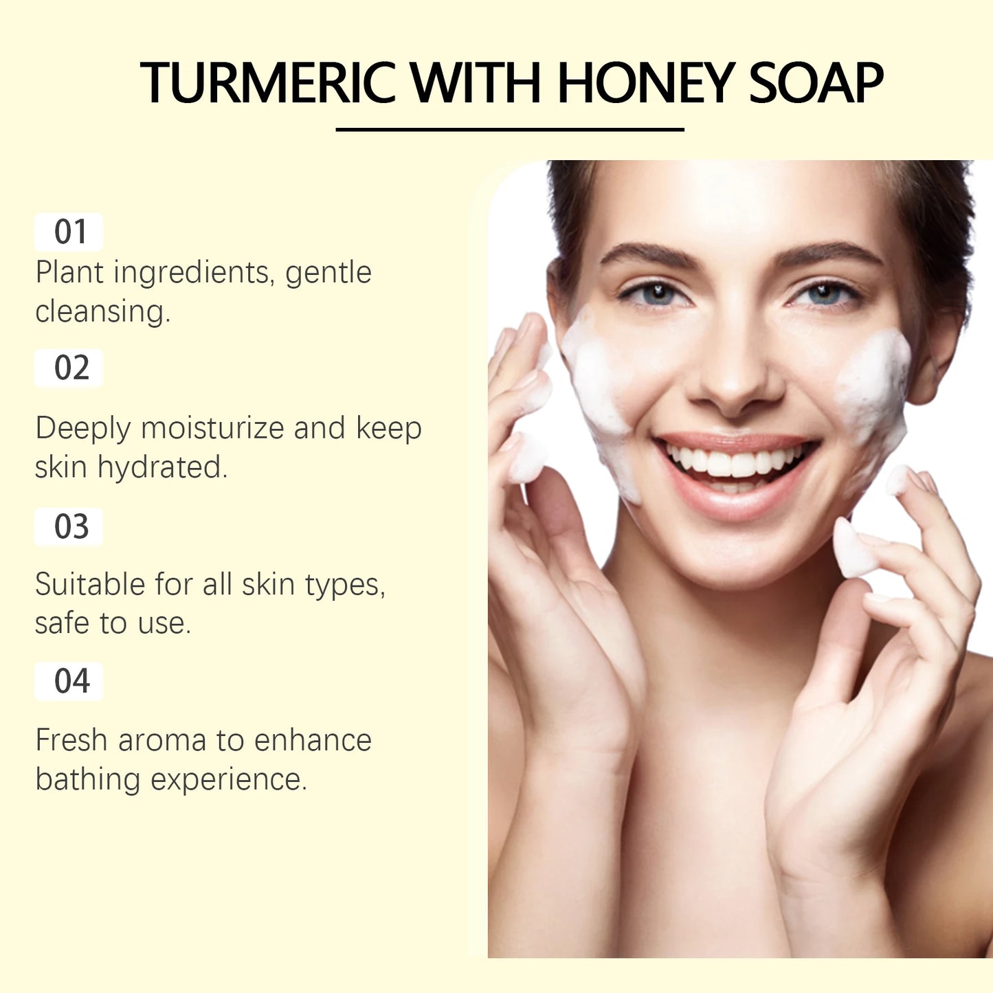 Facial Cleansing Honey Turmeric Soap for Acne Prone Skin Deep Cleansing Pores Brightening Glow Gentle Daily Cleanser Skincare
