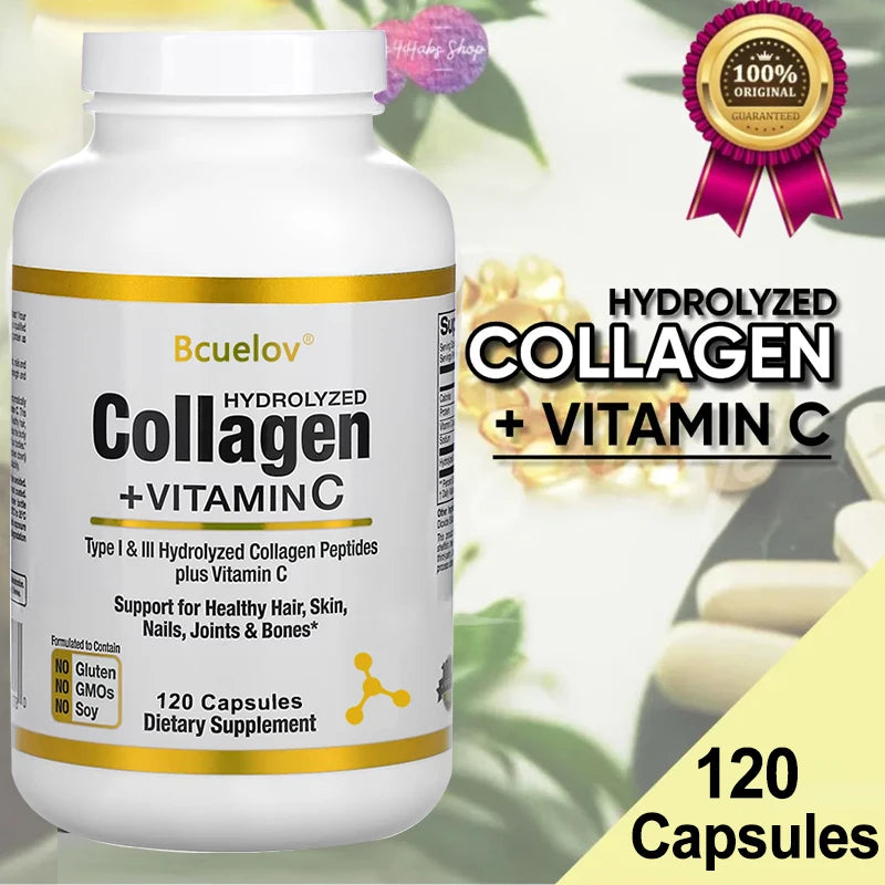 Hydrolyzed Collagen Peptides Plus Vitamin C Supports Healthy Hair, Skin, Nails, Joints & Bones