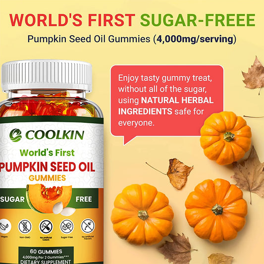 Pumpkin Seed Oil Gummies - Promotes Hair Growth,Supports Prostate Health,  Bladder and Urinary Tract Health - 60 Gummies