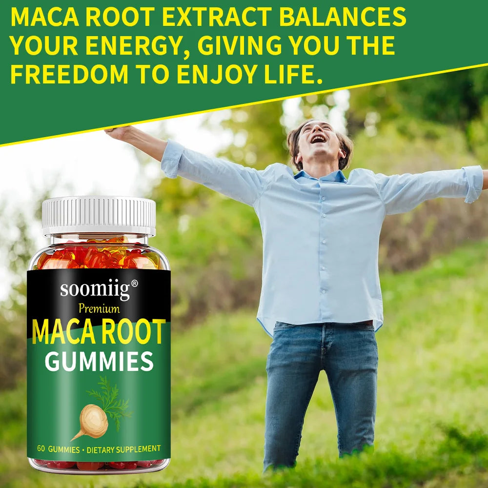 Workout Supplements Maca Root Gummies - Reproductive Health Energy, Motivation, Balanced Energy, Enhanced Endurance