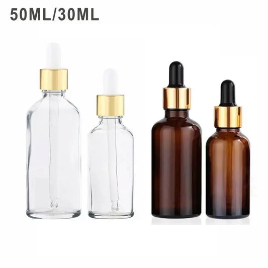 28PCS Gold Dropper Bottle 1oz/2oz Essential Oil Glass Aromatherapy Liquid Drop for Massage Pipette Bottles Refillable