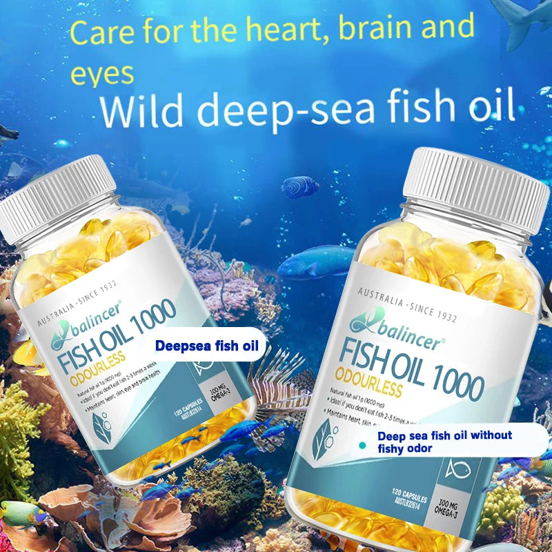 Omega 3 Fish Oil Capsules Enriched with DHA EPA, Support Heart, Skin, Eye, Body and Brain Health and Immune System Health