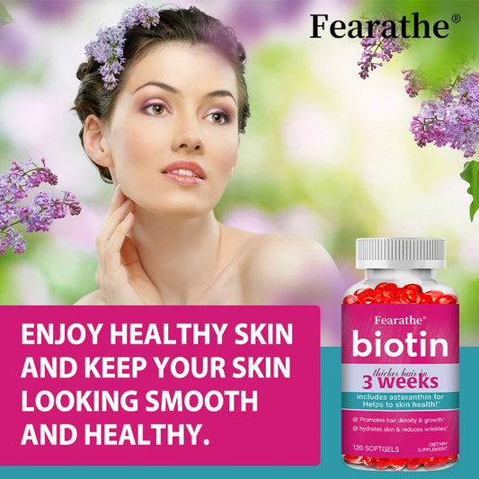 Biotin with Astaxanthin - Thicken Hair in 3 Weeks, Super Formula for Hair, Skin & Nails Support, Improves Wrinkles