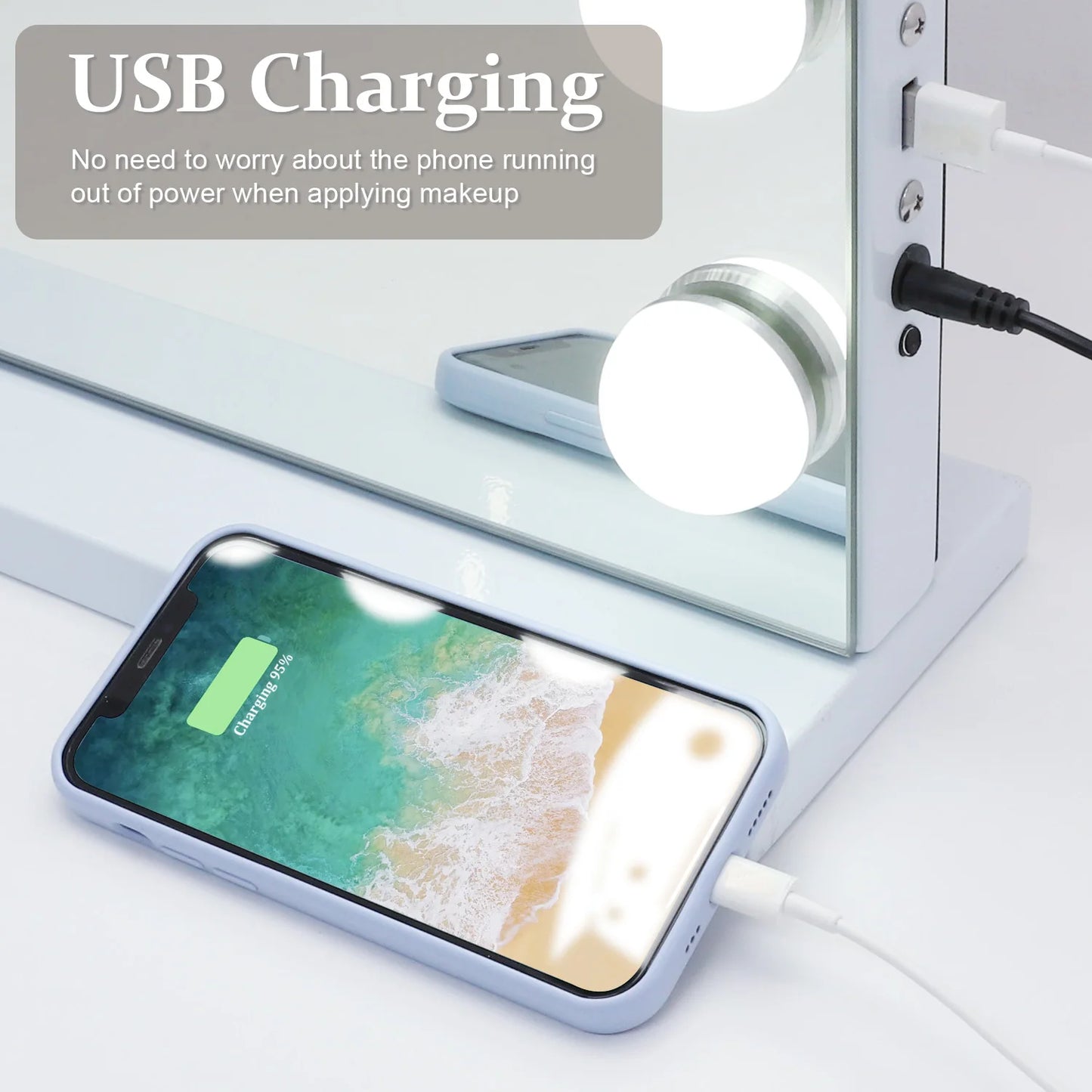 Vanity Mirror with Lights Hollywood Lighted Makeup Mirror with 15 Dimmable LED Bulbs for Dressing Room Tabletop