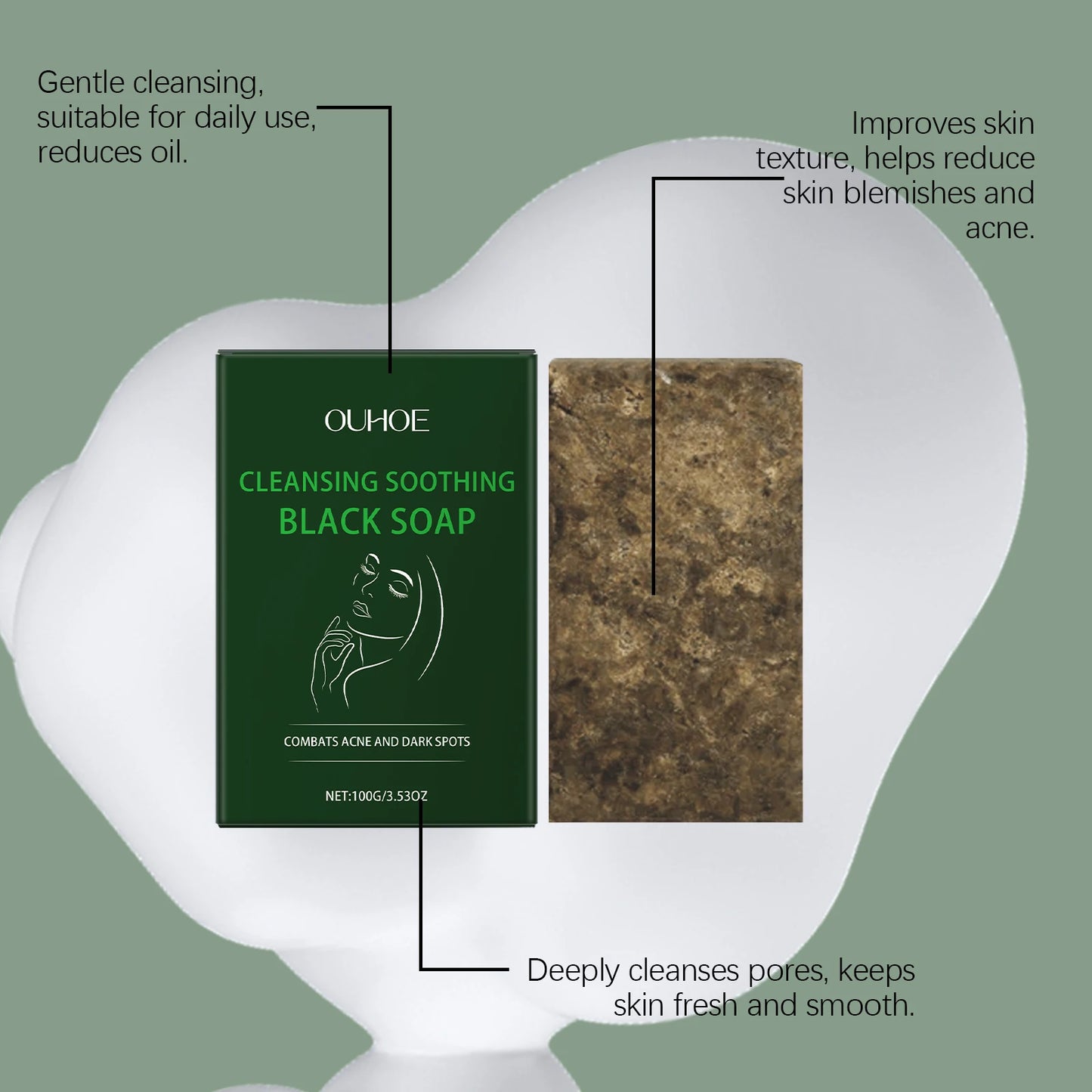 Facial Cleansing Care Soap Gentle Cleansing Elastic Delicate Improves Skin Texture Moisturizing Remove Acne Nourishing Soap