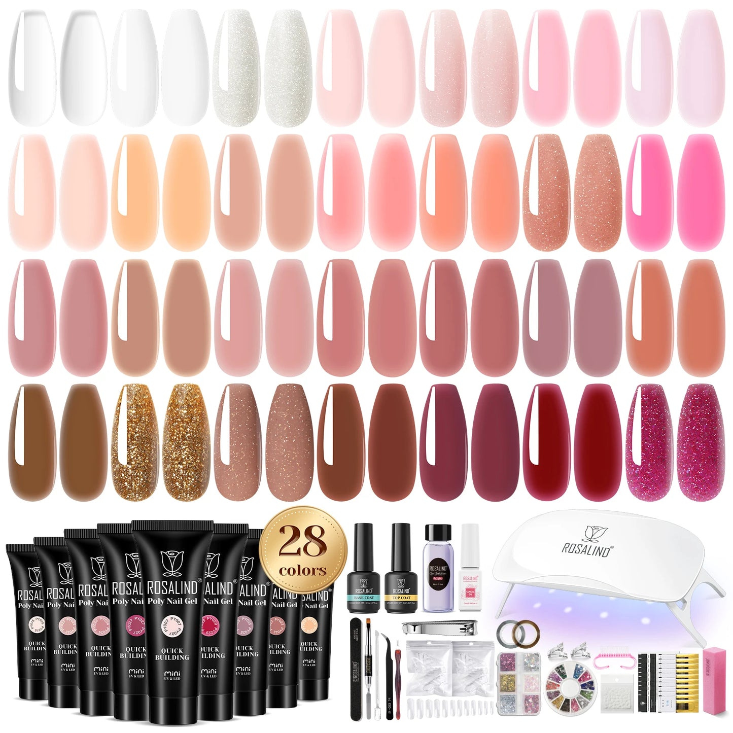 Poly Nail Gel Kit with Mini UV Nail Lamp Crystal Gel for Nail Strengthener Design