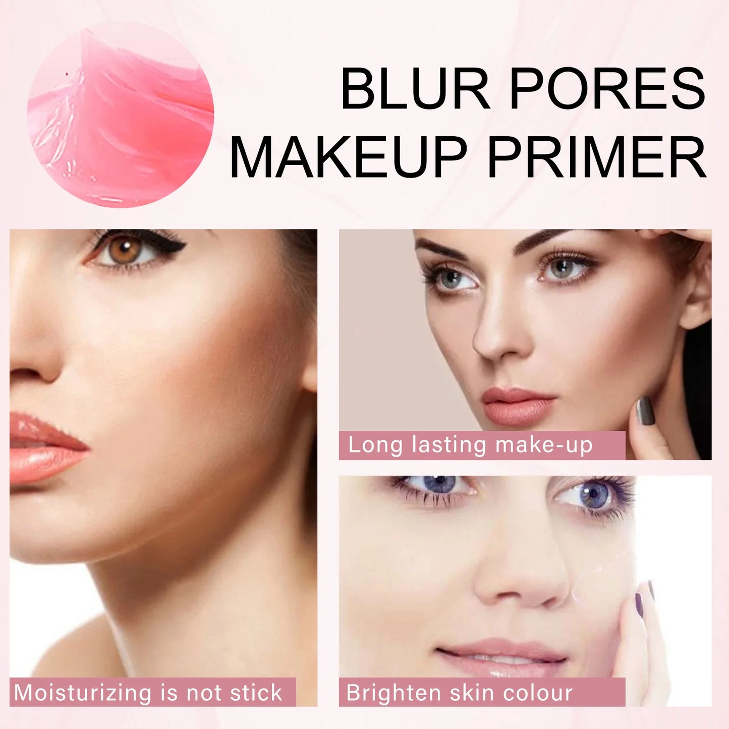 Facial Makeup Gel Primer Cream Hyaluronic Acid Moisturizing Long-lasting Wear Face Brighten  Liquid Foundation