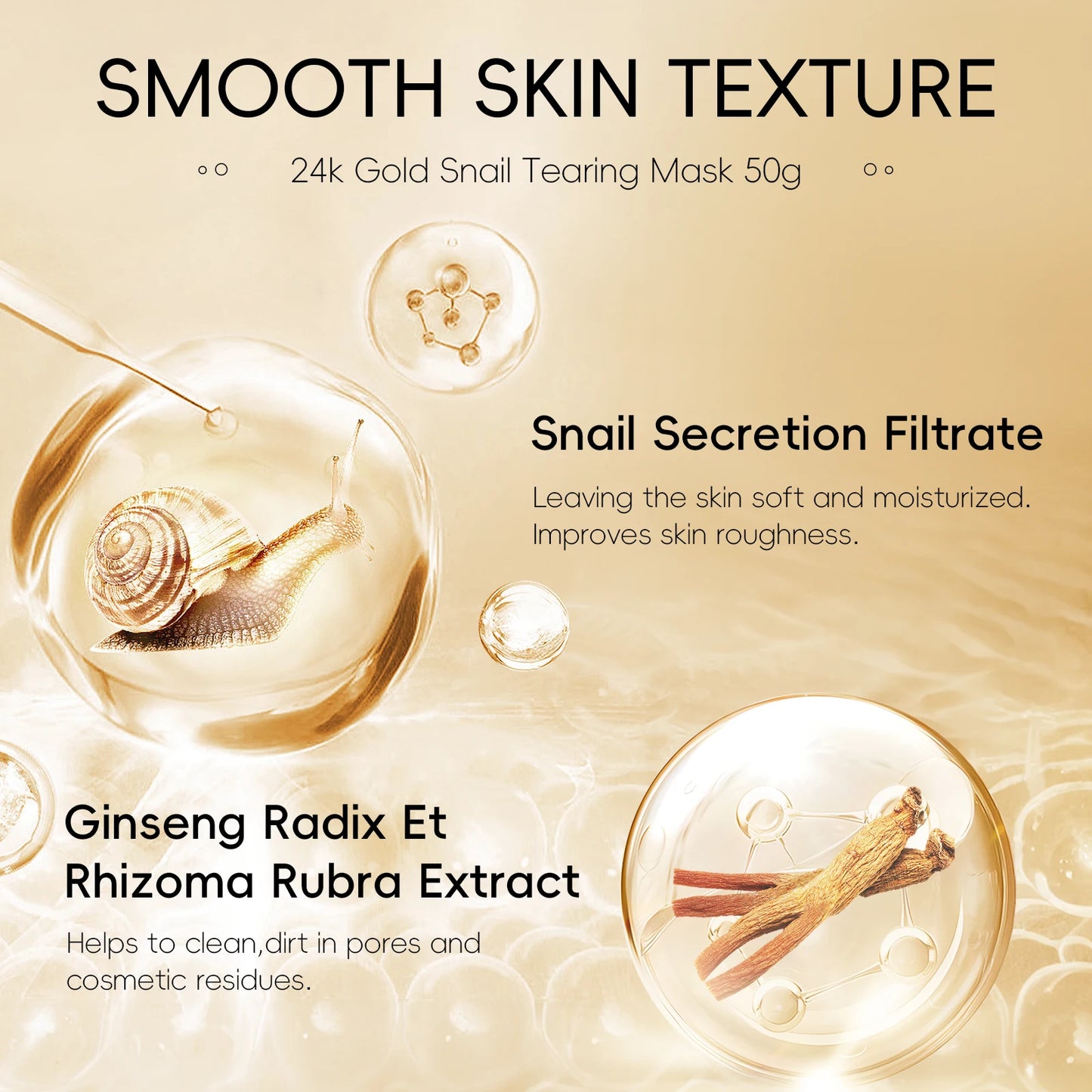 24K Gold Snail Peel-Off Mask 3PCS Deep Cleansing Pore Tightening Blackhead Removal Detoxifying Facial Treatment