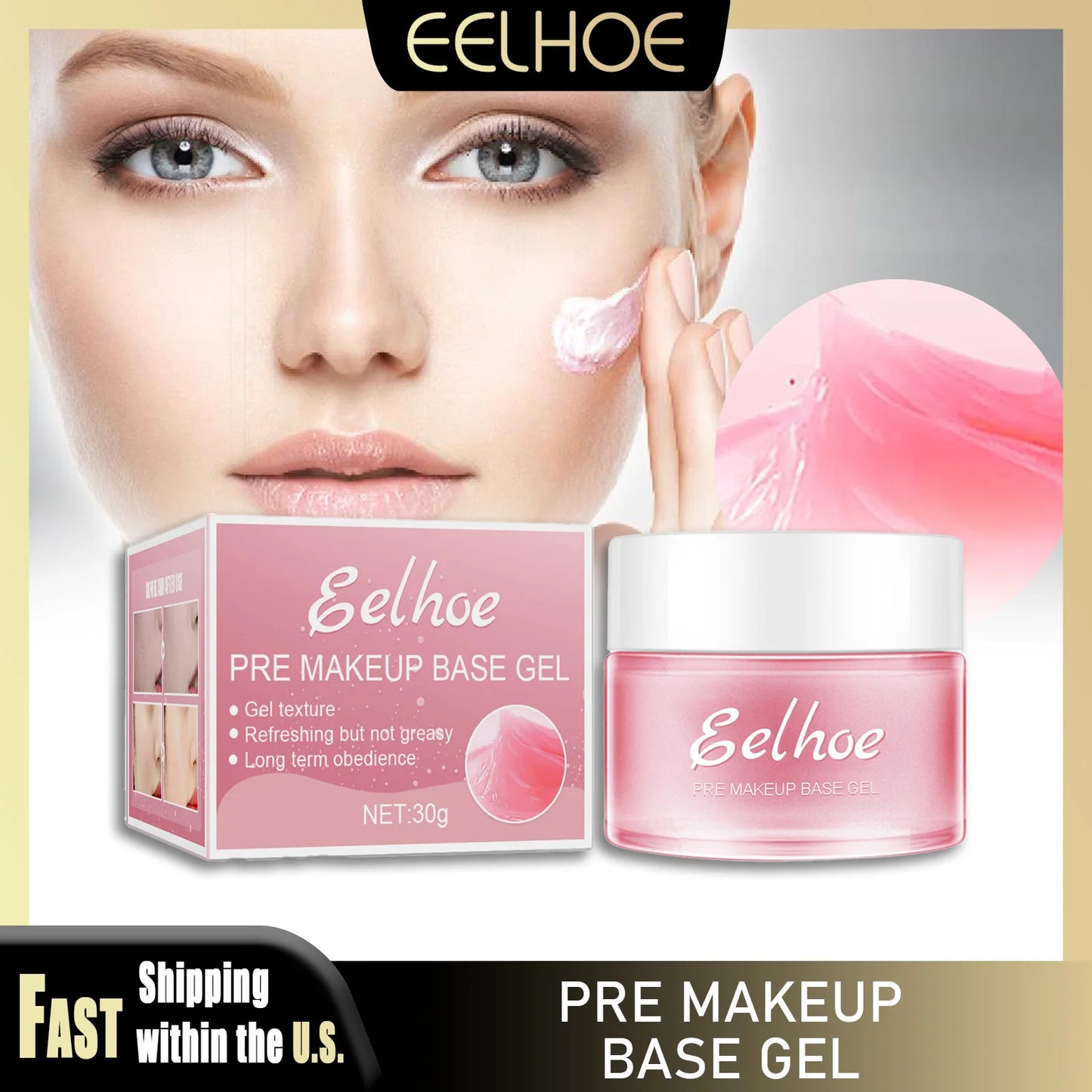 Facial Makeup Gel Primer Cream Hyaluronic Acid Moisturizing Long-lasting Wear Face Brighten  Liquid Foundation