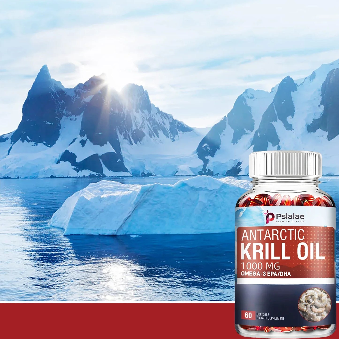 Antarctic Krill Oil 1000mg - Contains OMEGA-3 EPA/DHA for Brain, Joint and Skin Health - 60 Capsules