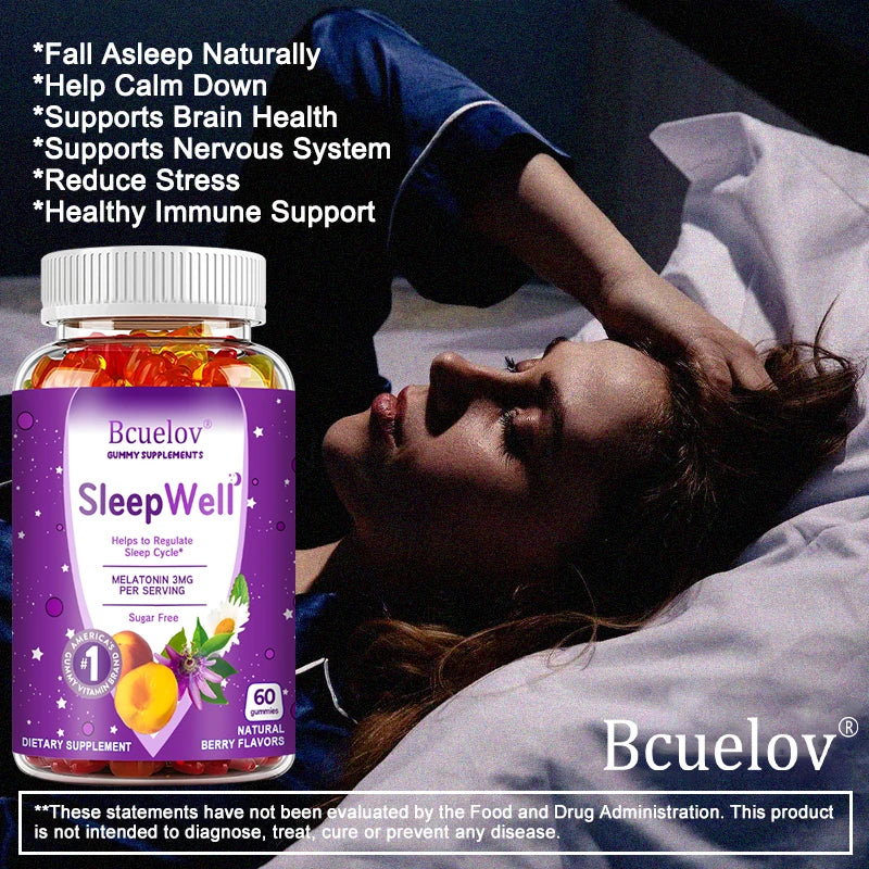 Sleep Gummies - Fight Insomnia, Support Immunity, Relieve Stress - With Melatonin Extract