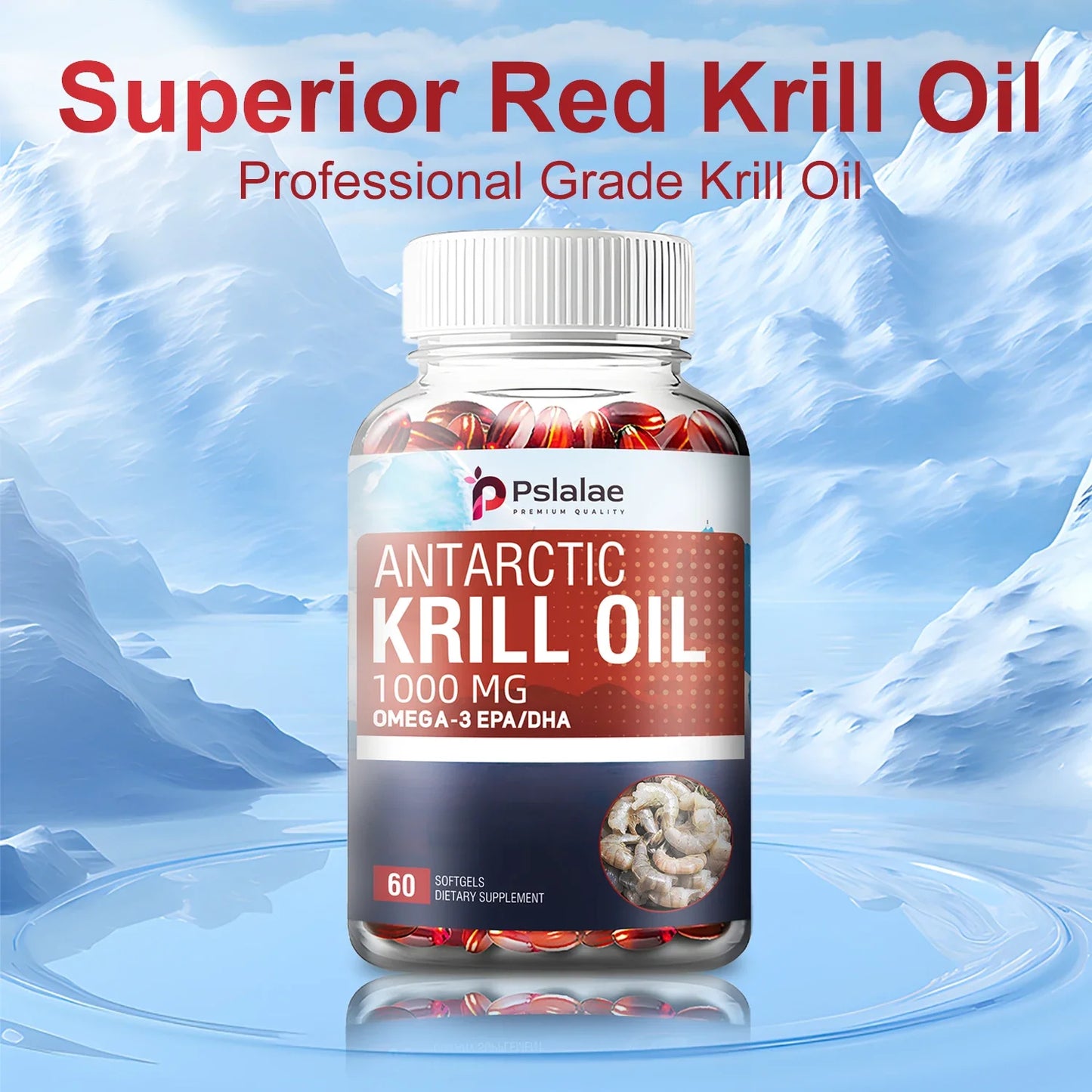 Antarctic Krill Oil 1000mg - Contains OMEGA-3 EPA/DHA for Brain, Joint and Skin Health - 60 Capsules