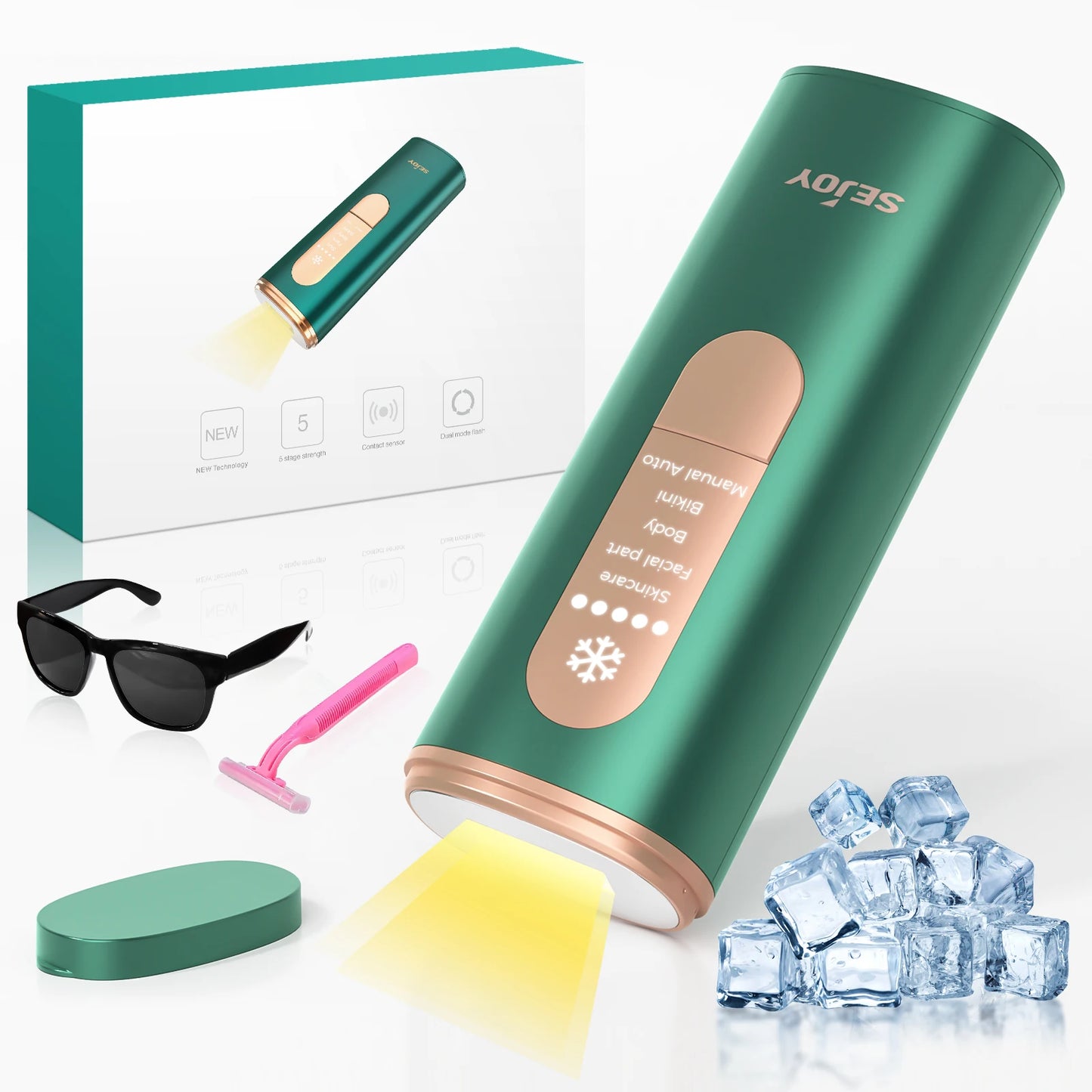 Portable IPL Laser Epilator 5 Modes - Painless, Permanent Hair Removal for Women’s Full Body, Bikini, Leg, Face, Underarm